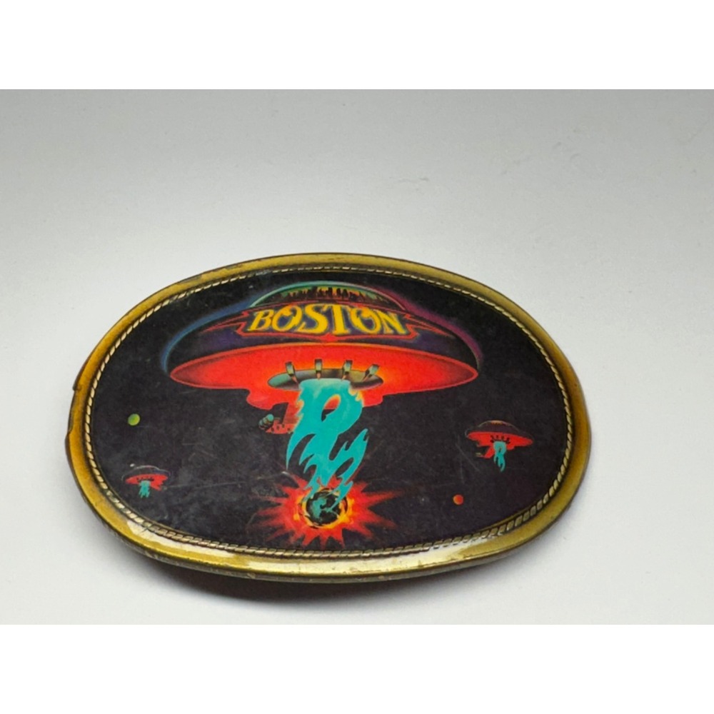 Vintage 1977 Boston Band Belt Buckle Pacifica Mfg Spaceship Rock Memorabilia